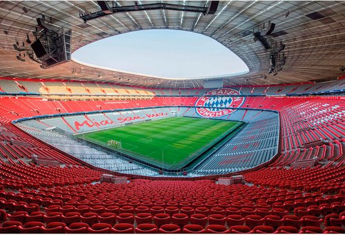 K&L Wall Art XXL Vliestapete FC Bayern München Stadion, mehrfarbig, matt, B/H: 432 x 129 cm - Bild 1