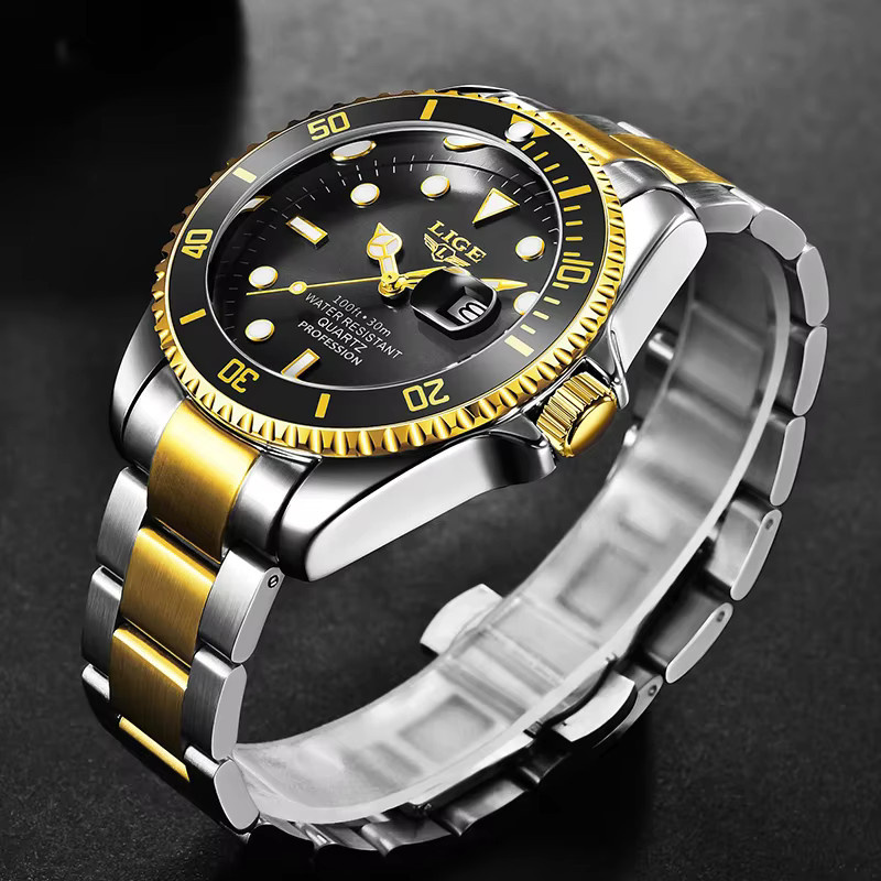 LIGE Armbanduhr Quarz, Edelstahl, 30 ATM, Datum, Herren - Bild 5
