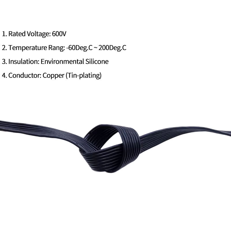 100MillioFang Superweiches Silikonkautschuk Parallel-Elektrokabel aus Kupferdraht für Hochtemperaturanwendungen, verschiedene AWG-Stärken und Adernanzahlen (2P bis 10P) - Bild 2