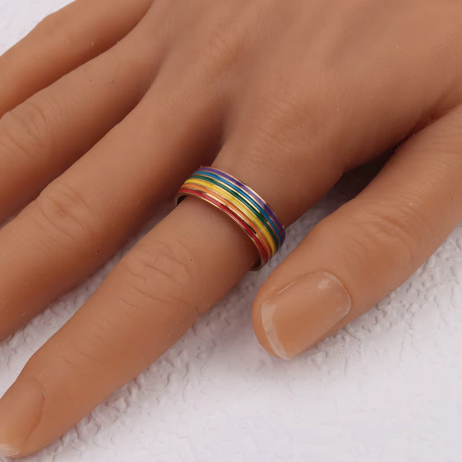 EKUSTYEE Ring Edelstahl, Bunt, Emaille, Unisex - Bild 4