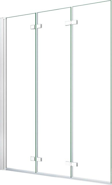 AICA Badewanneaufsatz Duschwand 3-teilig aus ESG Nanoglas in Weiß und Transparent, B: 130 cm, H: 140 cm, Glasstärke: 6 mm - Bild 1