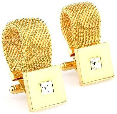 igame Manschettenknöpfe Herren, Kristall, goldenes Kettendesign, Kupfer - Bild 1
