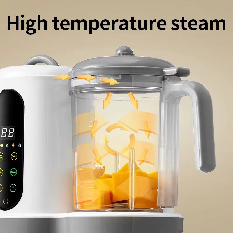 TKKEACE Multifunktionale Babynahrungsmaschine als All-in-One Küchenmaschine zum Dämpfen, Rühren und Warmhalten in Weiß, Grau oder Silber - Bild 5