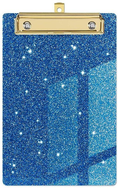 Glitzerndes Klemmbrett in Blau mit Gold-Clip als Papier-Organizer und Menü-Ordner - Bild 1