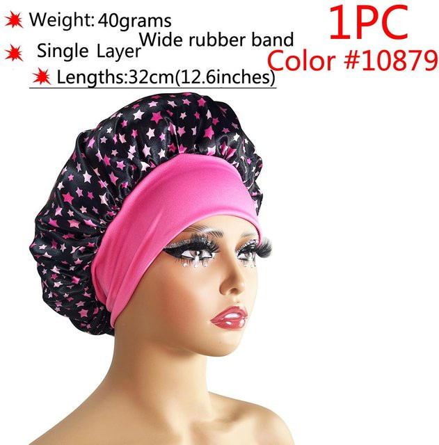 Satin Bonnet Nachtschlafmütze für lockiges Haar, pink, Unisex - Bild 1