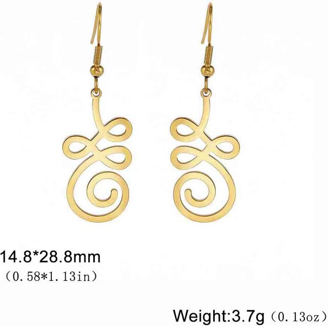 Hängeohrringe Unalome Lotusblume, Edelstahl, Gold, Damen - Bild 1