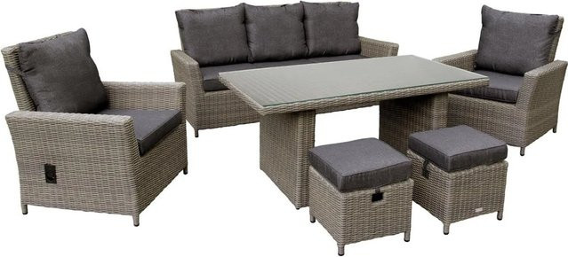 Green Spirit Garten Sitzgruppe Asti aus Polyrattan in Braun-Grau meliert - Bild 1