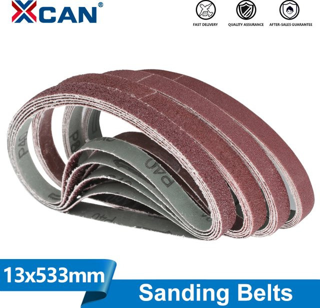 XCAN Schleifbänder 5er Set für Metall zum Polieren und Rostentfernung, Körnung 40/60/80/100/120/180, Breite: 53,3 cm, Höhe: 1,3 cm - Bild 1