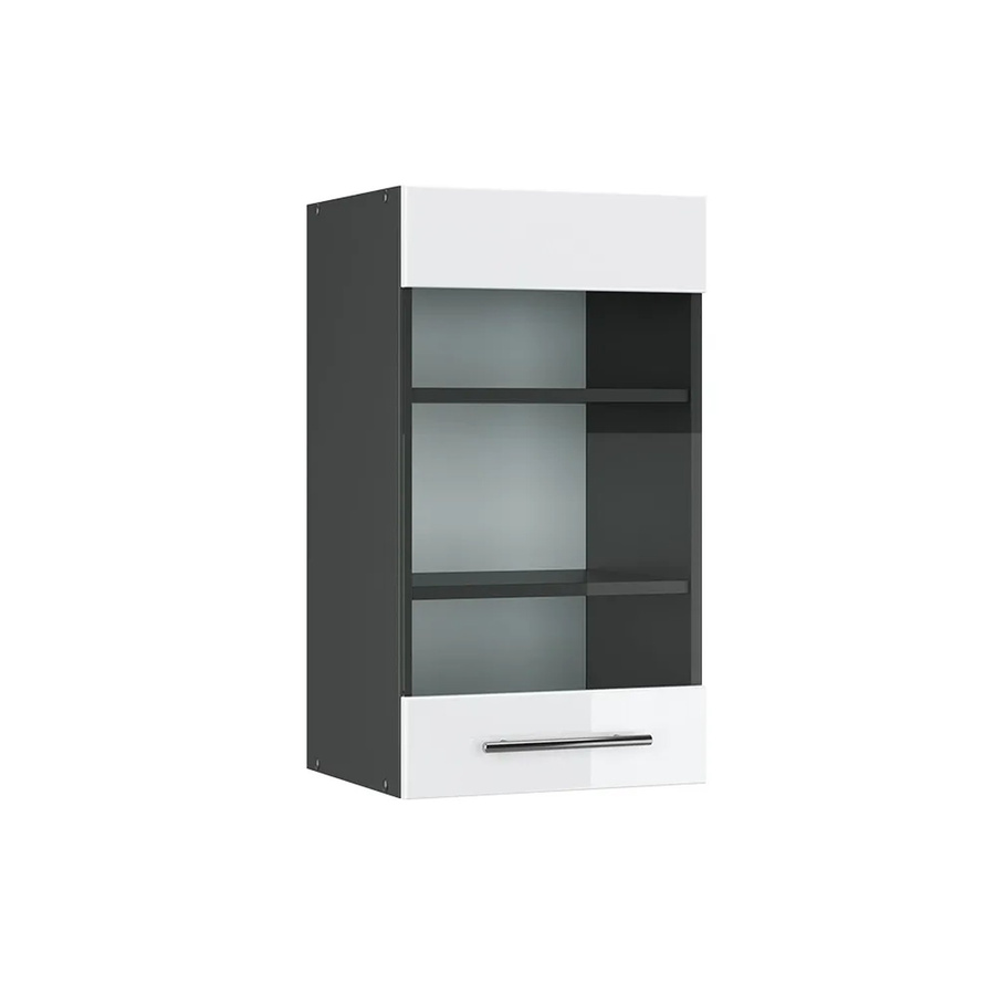 Vicco Küchen-Hängeglasschrank Fame-Line mit Soft-Close-Türen, Weiß Hochglanz/Anthrazit, Breite: 40 cm - Bild 3