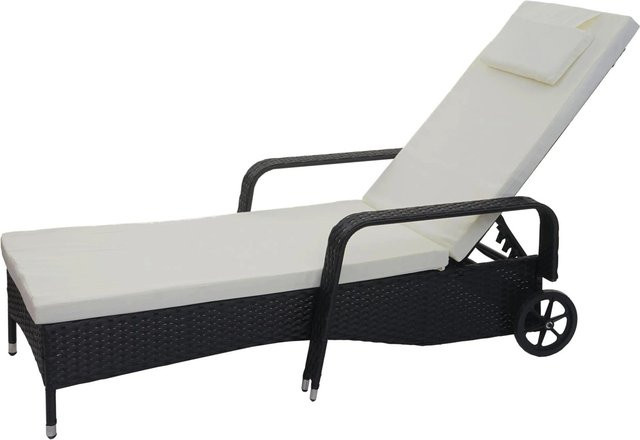 MCW Poly-Rattan Sonnenliege Cesena in Anthrazit mit beigen Kissen und Alu-Gestell, B/T/H: 197 x 71 x 108 cm - Bild 2