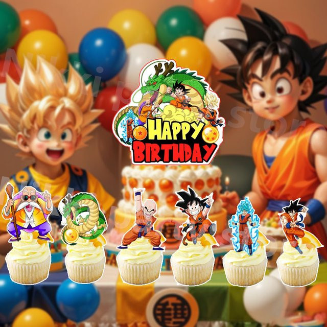 Dragon Ball Geburtstagsparty Dekoration Set mit Banner, Luftballons und Tortendekoration in Mehrfarbig - Bild 1