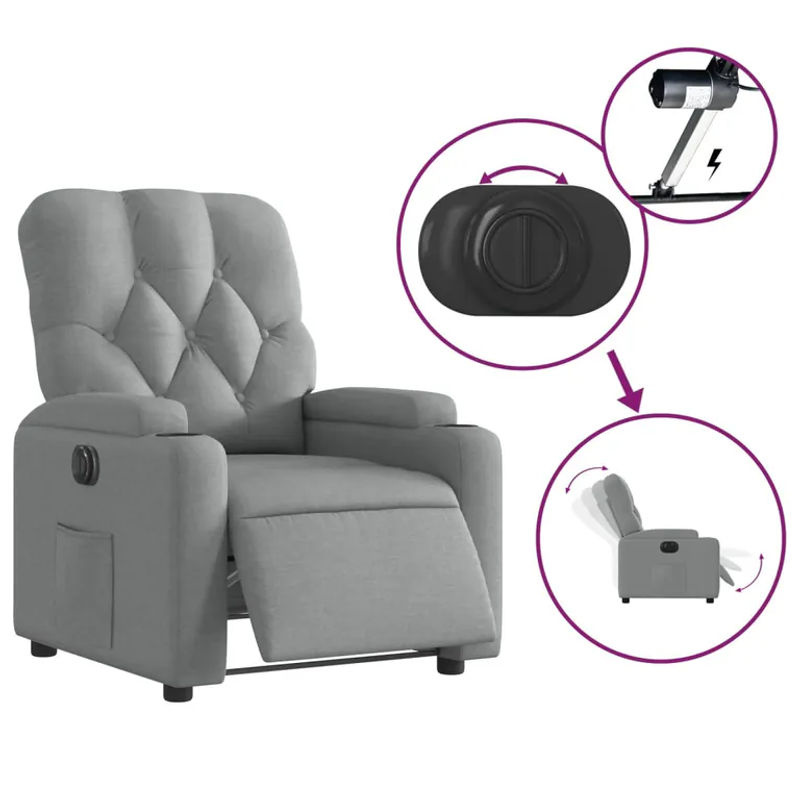 Vidaxl Elektrischer Relax-Sessel in Grau mit Stoffbezug - Bild 4