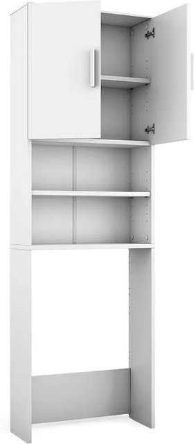 Vicco Toilettenschrank Weiß mit 2 Türen und Regalfächern, B/H: 64 x 190 cm - Bild 1