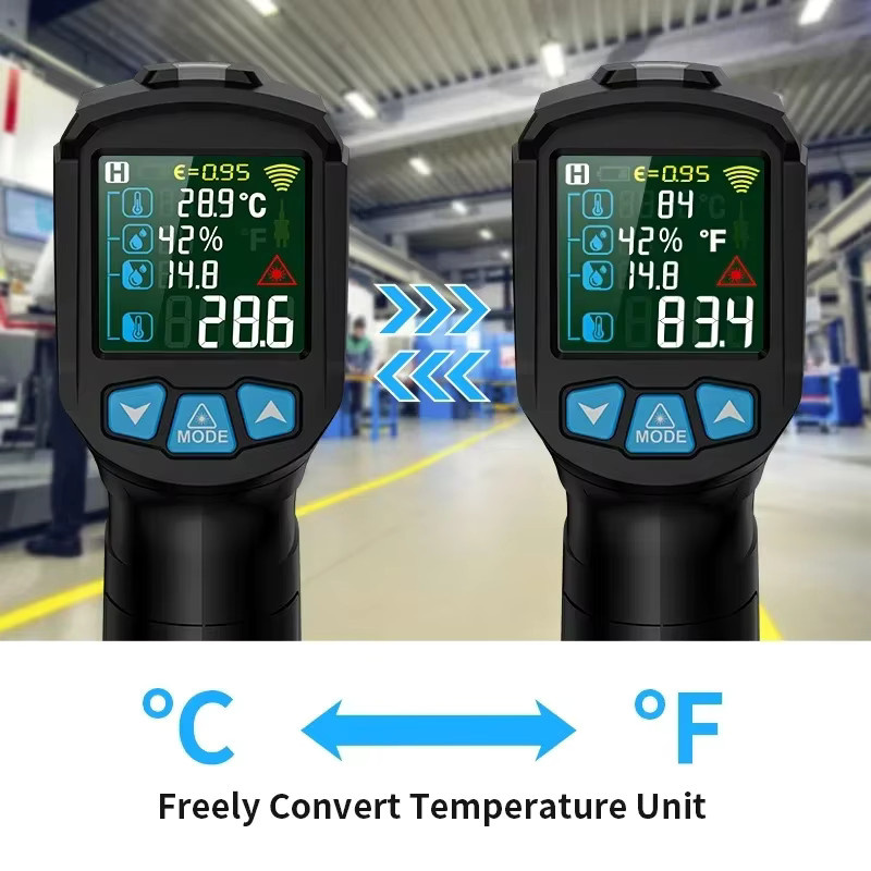 Mestek IR02C Infrarot-Thermometer, berührungloses digitales Laser-Temperaturmessgerät in Schwarz - Bild 3