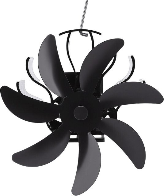 Koogeelife Holzofenventilator für Magnetrohr, wärmebetriebener Thermoventilator aus Aluminiumlegierung, Farbe: Schwarz - Bild 1