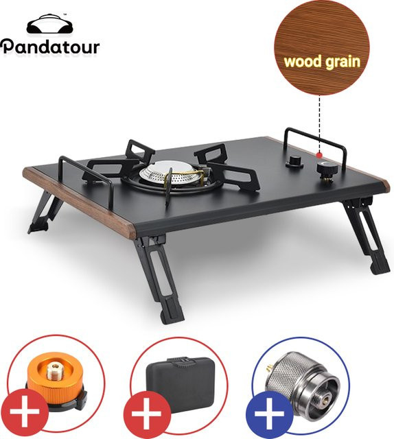 Pandatour Camping IGT Gasherd One-Unit mit One Click Ignition, tragbarer Desktop-Klappherd für Wandern und Camping, Schwarz, B/T/H: 36 x 25 x 13 cm - Bild 1