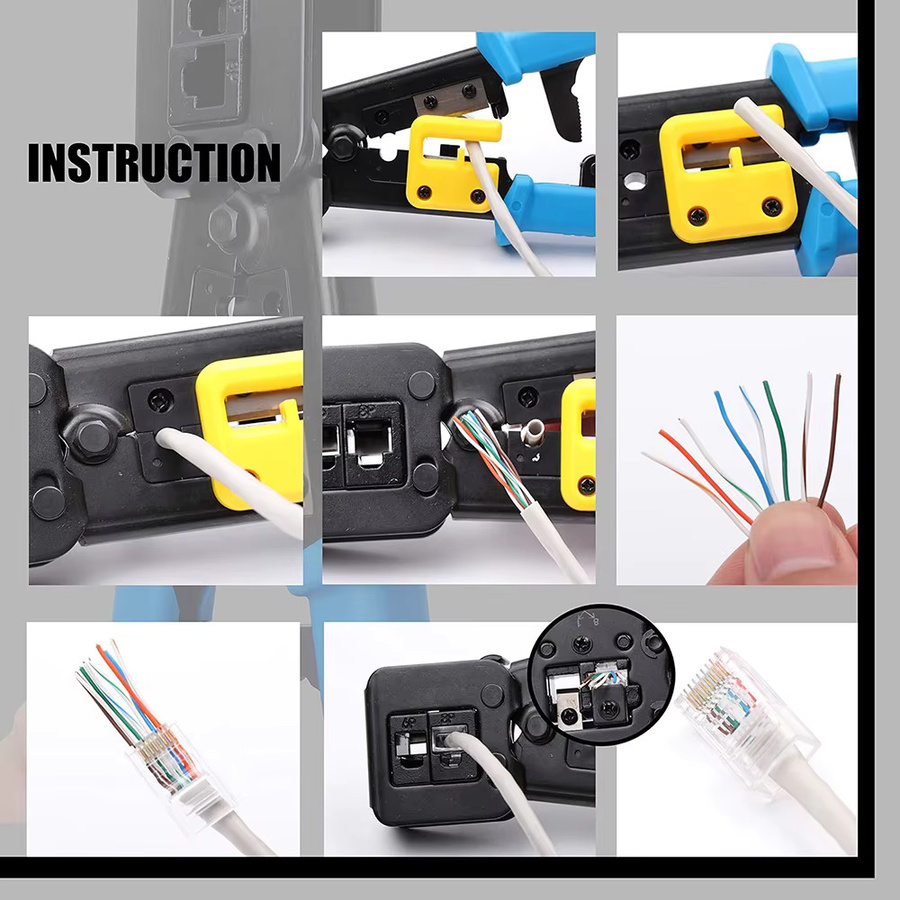 WOZOBUY Multifunktionale Durchgangsloch-Drahtcrimpzange für RJ45 und 8P6P Dual-Use-Crimping Tool - Bild 6