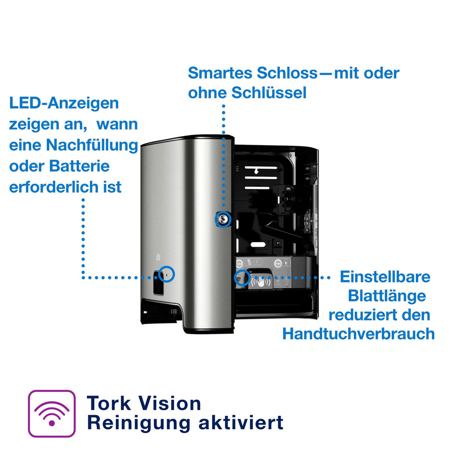 Tork Matic Papierhandtuchspender Wandmontage in Silber aus Edelstahl und Kunststoff - Bild 2