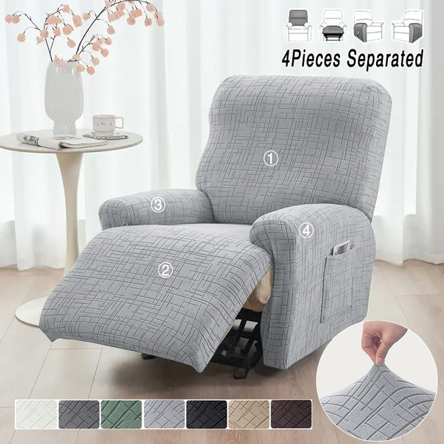 WANERQU 1-Sitzer-Sofabezug mit Jacquard-Split-Recliner Design, Stretch-Schonbezug in Schwarz-Grau, schmutzabweisender Relax-Sessel-Schutz für dein Wohnzimmer - Bild 1
