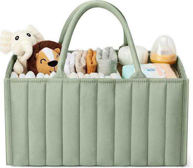 Grüner Kinderwagen Organizer aus Filz mit großer Kapazität zur Windelaufbewahrung und als Mama Tasche - Bild 1