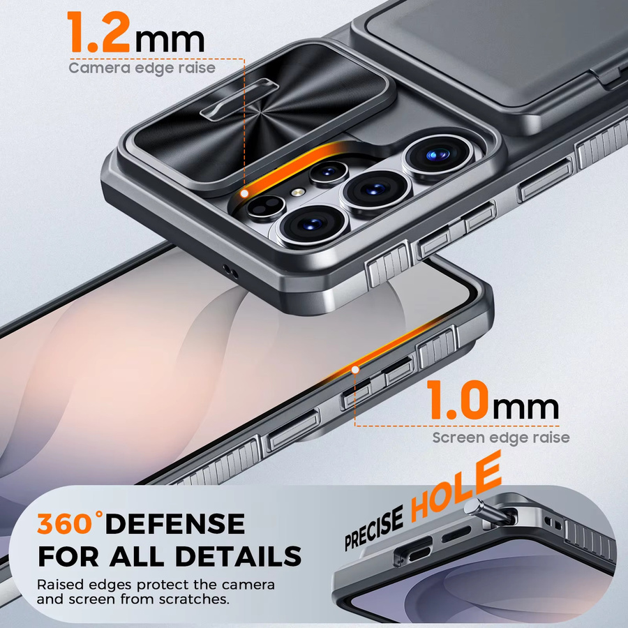 BANGZAO Silikon-Schutzhülle für Galaxy S26 Ultra mit Kartenhalter und RFID-Schutz, Grau - Bild 5