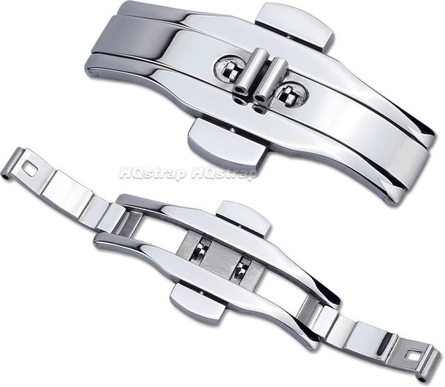 HQstrap Uhren-Schmetterlingsschnallen, Edelstahl, Silber, Unisex - Bild 1