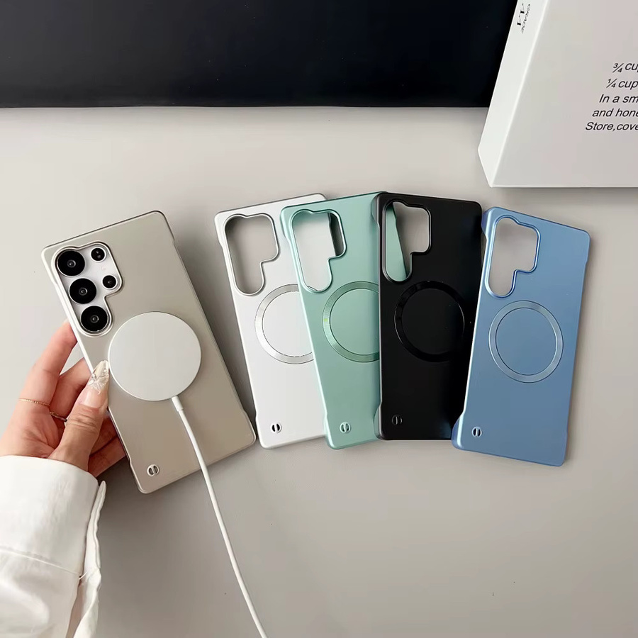 Rahmenlose Magnetische Magsafe Schutzhülle in Metallic Green für Samsung Galaxy S26 Ultra S25 S24 S23 S22 Plus Ultra A55 A56 - Bild 2