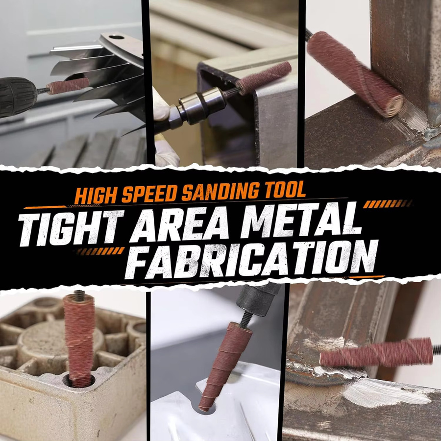 SI FANG Schleifrollen-Set mit 52 Stück, kegelförmige Schleifbits in Zylinderform, 1/4 Zoll Schaft, für Metall und Holz, Braun - Bild 6