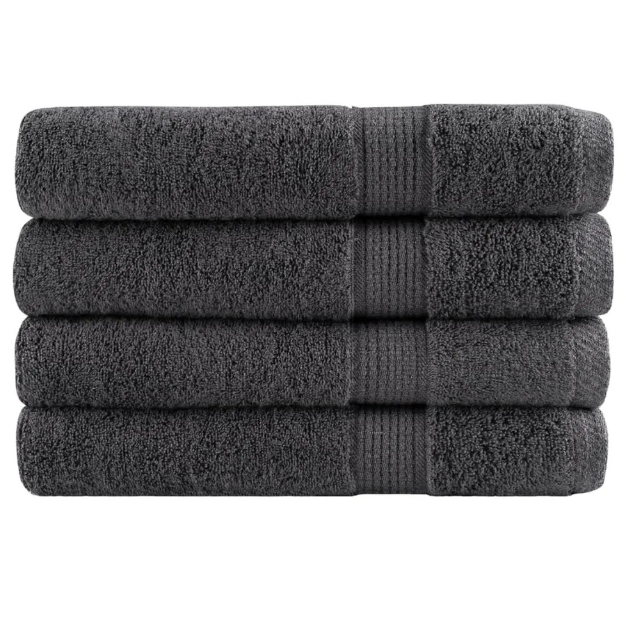 vidaXL Premium-Handtuch-Set aus Baumwolle, 4 Stück, Anthrazit, B: 100 cm, L: 200 cm, 600 g/m2 - Bild 2