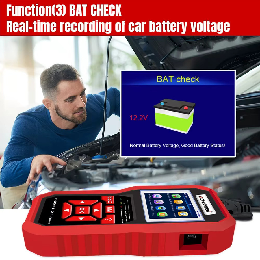KONNWEI KW851 OBD2 Auto Diagnosegerät in Rot mit Fahrzeugwartungs-Reset-Funktion und Motor-Check-Codeleser - Bild 4