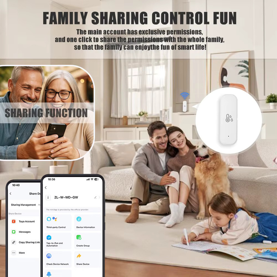 Tuya Smart Home WiFi Temperatur und Feuchtigkeit Sensor in Weiß mit App-Steuerung für Alexa und Google Home - Bild 2