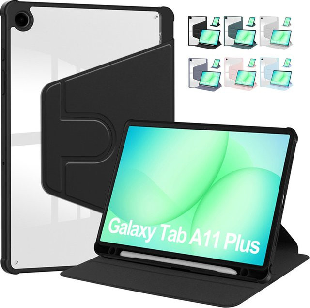 Samsung Galaxy Tab A11 Plus 11 Zoll Schutzhülle mit rotierender Funktion und Stifthalter in Blau und Schwarz für SM-X230 X233 - Bild 1