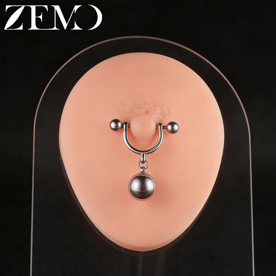 ZEMO Nippelringe Tropfen, Edelstahl, Silber, Punk - Bild 3