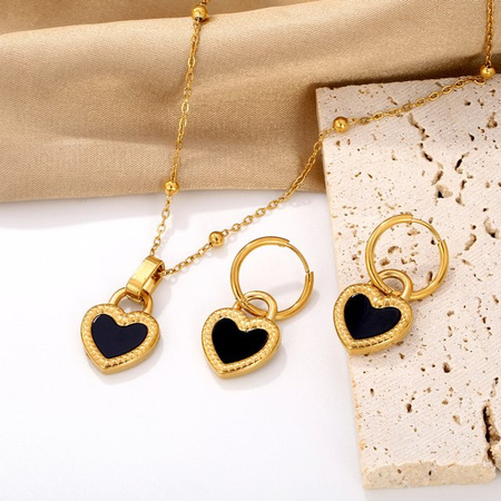 LUXUKISSKIDS Schmuck-Set Halskette und Ohrringe, Edelstahl, Schwarz-Weiß, Bicolor