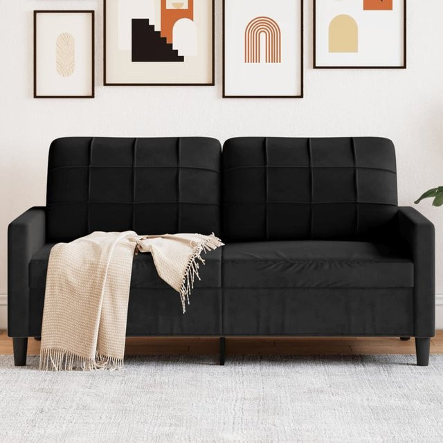 vidaXL 2-Sitzer-Sofa in Schwarz mit Samtbezug und Metallrahmen, Breite: 140 cm, Tiefe: 190 cm - Bild 3