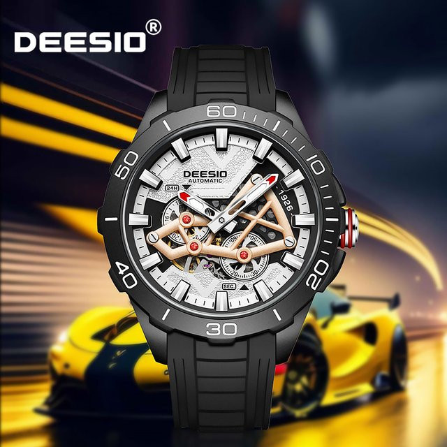 Deesio Armbanduhr Automatik, Kohlefaser, Silikon, Schwarz, Herren - Bild 1