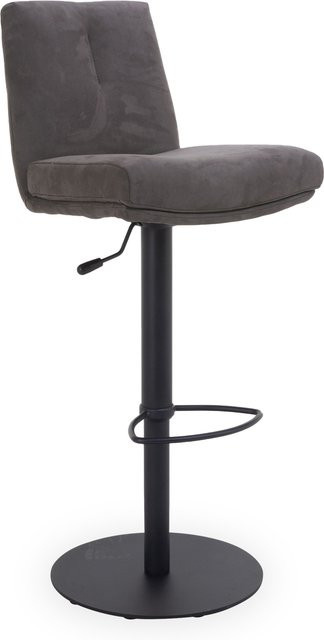 Barhocker Mondo Folara modern in Schwarz und Grau mit Mikrofaser-Bezug und Metallgestell - Bild 1