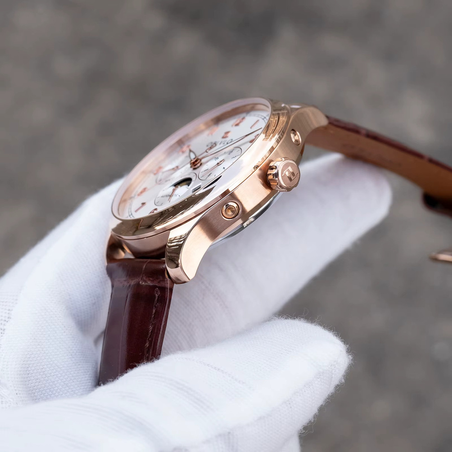 OBLVLO Armbanduhr Automatik, Mondphase, Roségold, Leder, Herren - Bild 3