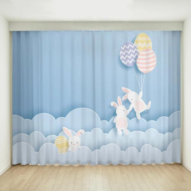 Verdunkelungsvorhang mit Cartoon-Kaninchen von Yiran Furniture für Kinder und Mädchen, Breite: 55 cm, Höhe: 120 cm - Bild 1