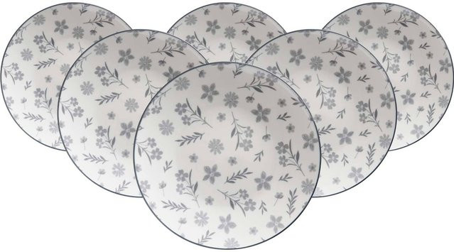 Ritzenhoff & Breker Suppenteller Sendai Blume in Grau und Weiß, 6er Set, Durchmesser: 20 cm - Bild 1