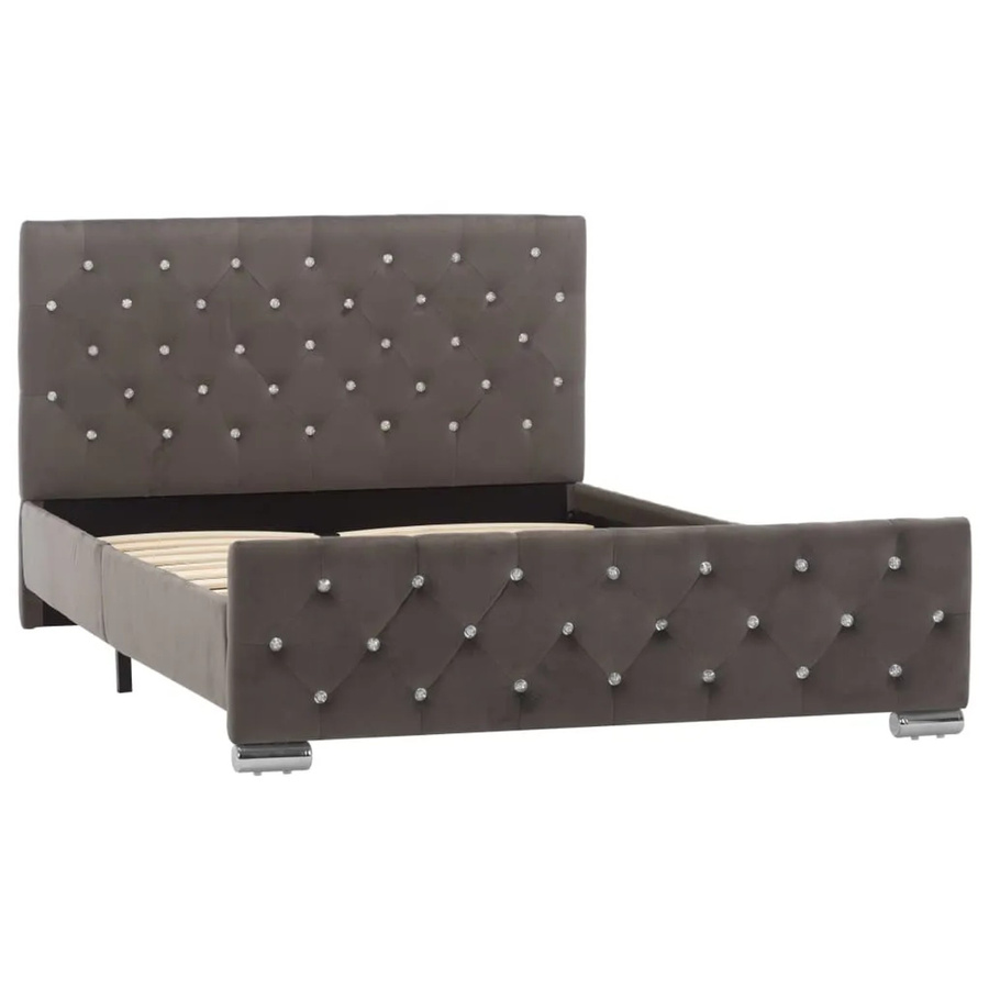vidaXL Bettgestell aus Samt in Grau, B/T/H: 120 x 200 cm - Bild 2