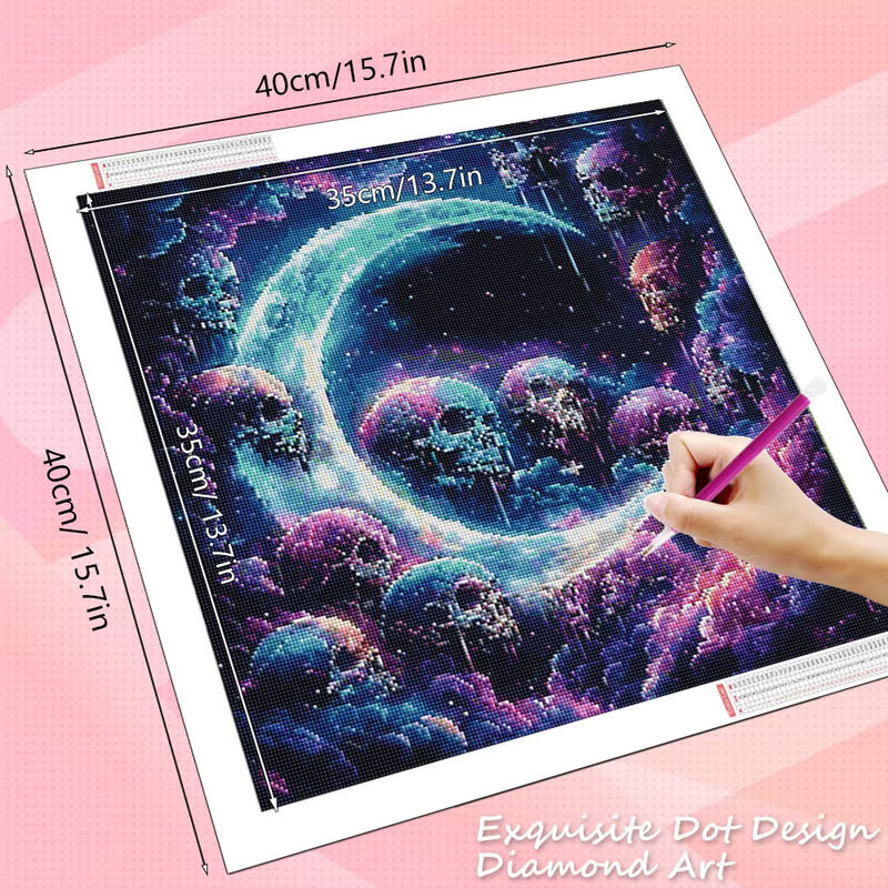 HUACAN 5D DIY Diamantmalerei Set mit Schädel-Tier-Motiv und Mondlandschaft in Mehrfarbig - Bild 2