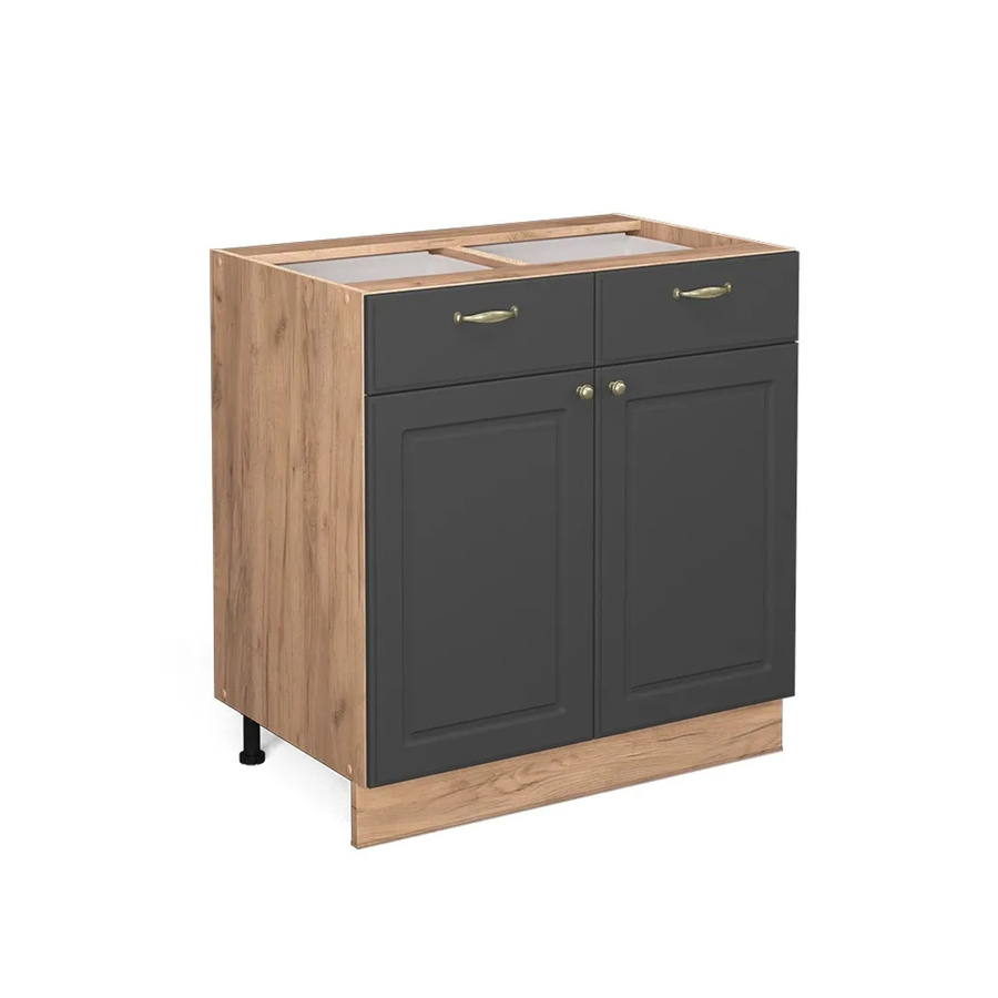 Vicco Küchenunterschrank Fame-Line Landhaus Eiche Anthrazit-Gold Breite: 80 cm - Bild 3