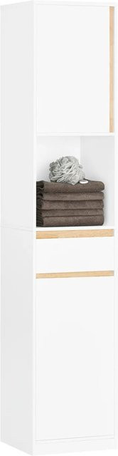 SoBuy Hochschrank Badregal Badezimmerschrank mit 2 Türen und Regalfächern, Weiß, H x B x T: 170 x 33 x 35 cm - Bild 1