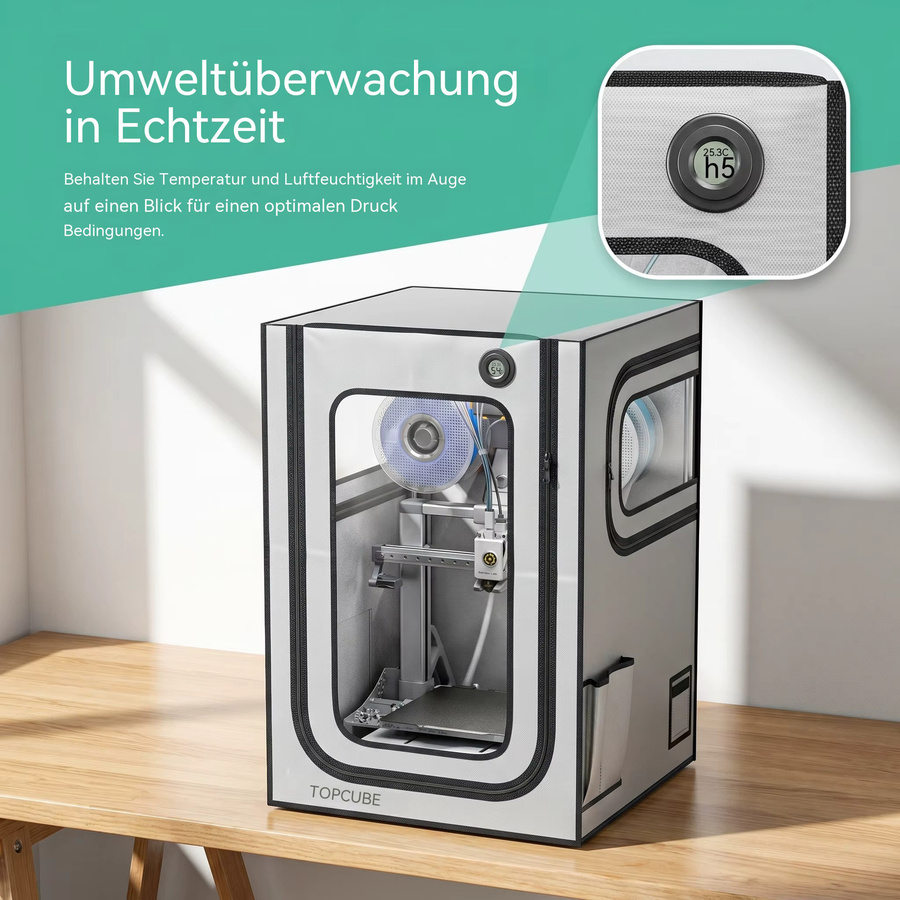 YOOPAI 3D-Drucker-Gehäuse für Bambu Lab A1 und A1 Mini Combo, wasserdicht und geräuschreduzierend mit LED-Licht, Schwarz - Bild 4