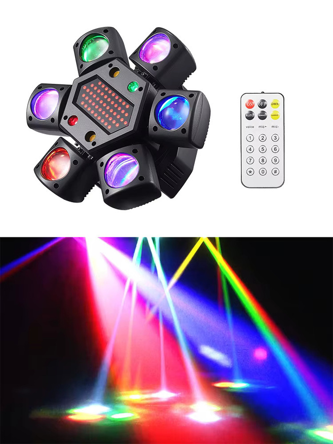 Ybeiyuan 80W LED RGBW 4-in-1 Moving Head mit Laser, Strobe und Pixel Licht, DMX512 und Fernbedienung, Schwarz, Multicolour - Bild 7