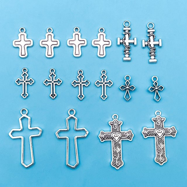 Kreuz Charms Anhänger, Silber, Vintage, Unisex - Bild 1