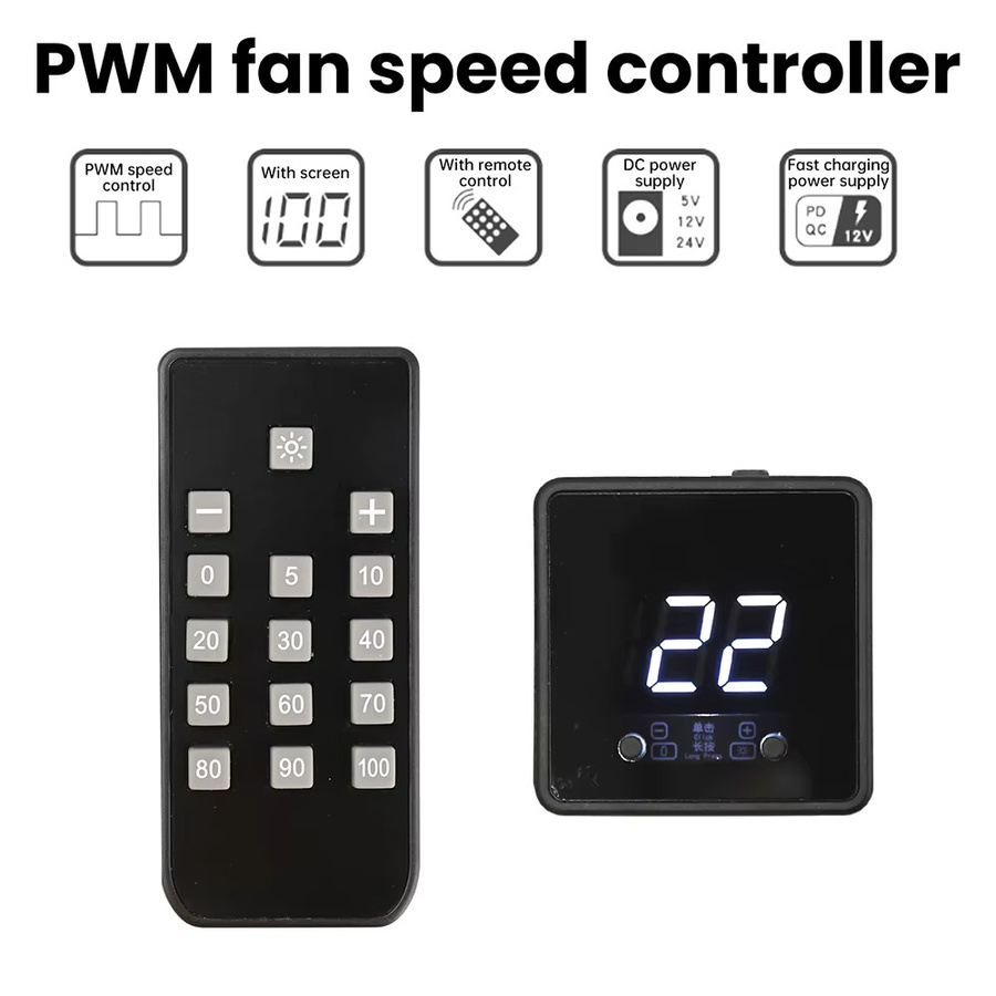 Aideepen 4Pin PWM Lüfter Geschwindigkeit Controller mit Digital Display und Fernbedienung für DIY PC Kühlung, Schwarz - Bild 5