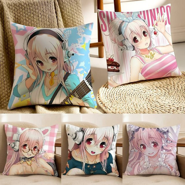 Super Sonico Kissenbezug mit Anti-Dustmite-Schutz und unsichtbarem Reißverschluss, quadratisch, Mehrfarbig, B/T/H: 30 x 30 x 30 cm - Bild 1