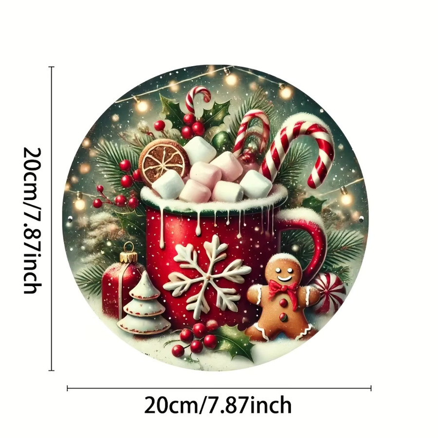 HELLOYOUNG Weihnachtsschild aus Aluminium mit Lebkuchen und heißem Kakao, Multicolor, B/H: 20 x 20 cm - Bild 3